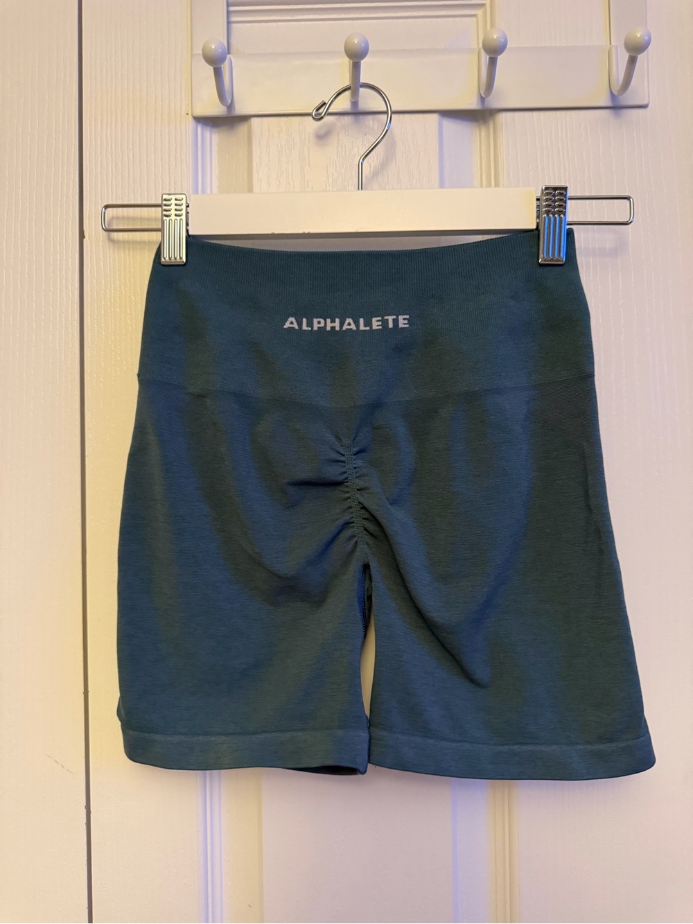 Alphalete Teal High-Rise Scrunch Back Bike Shorts